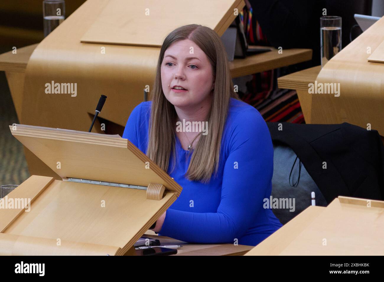 Edinburgh Schottland, Vereinigtes Königreich 12. Juni 2024. Scottish Green Party Gillian Mackay im Scottish Parliament for the Stage 3 Procedures: Abtreibungsdienste (Safe Access Zones) (Scotland) Bill. Credit sst/alamy Live News Stockfoto