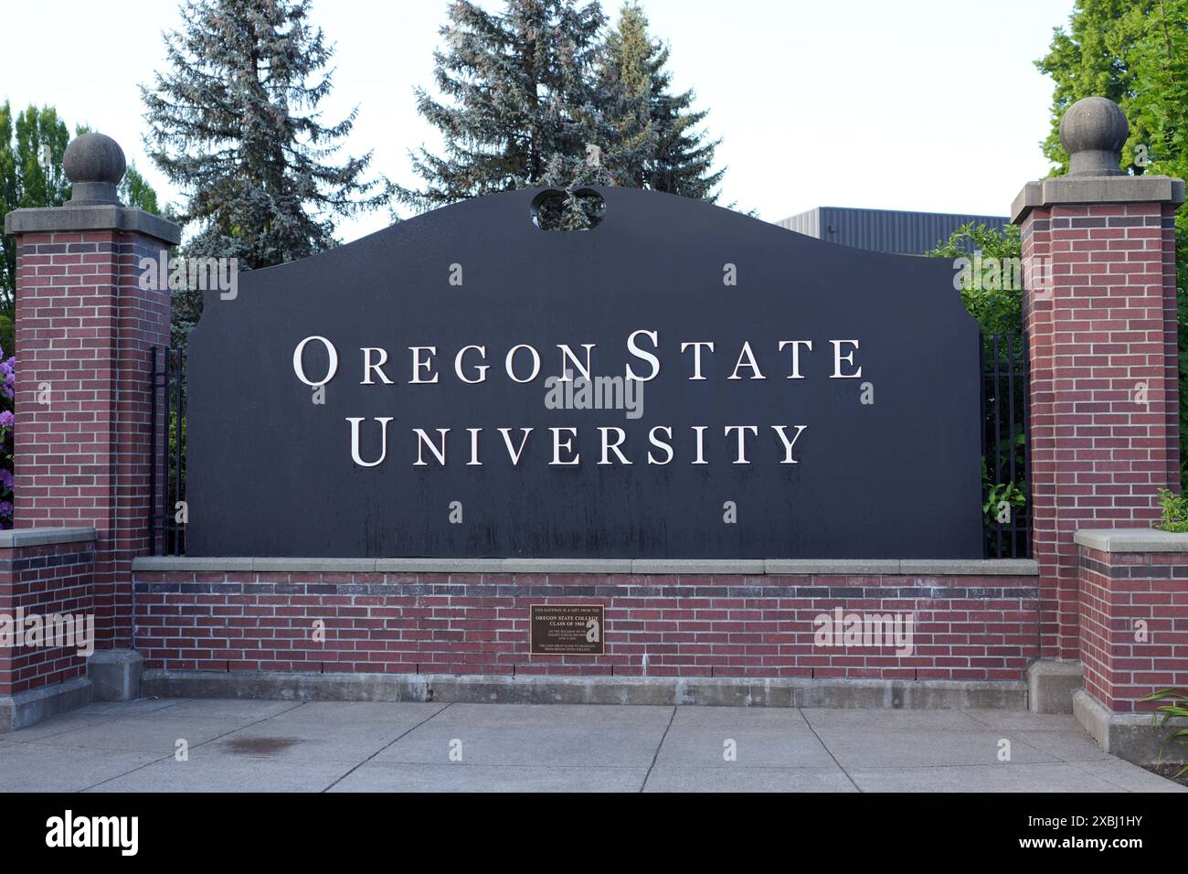 Ein Schild am Eingang zur Oregon State University, Donnerstag, 23. Mai 2024, in Corvallis, Erz. Stockfoto