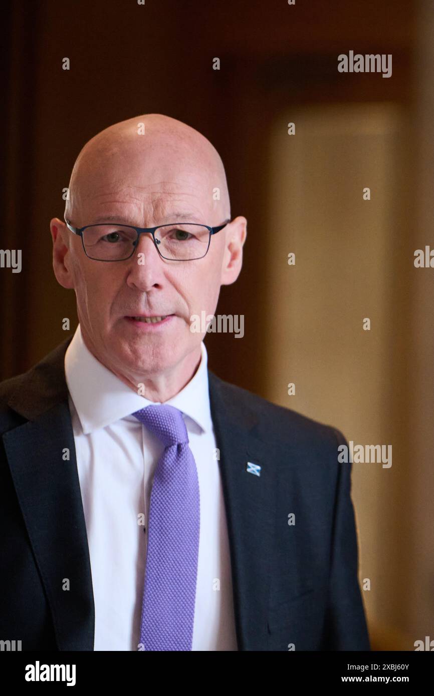 Edinburgh Schottland, Vereinigtes Königreich 12. Juni 2024. Erster schottischer Minister John Swinney im schottischen Parlament. Credit sst/alamy Live News Stockfoto