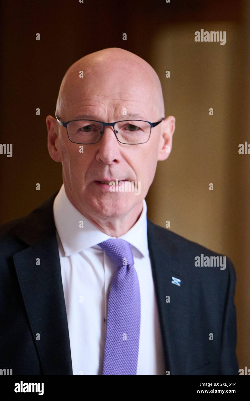 Edinburgh Schottland, Vereinigtes Königreich 12. Juni 2024. Erster schottischer Minister John Swinney im schottischen Parlament. Credit sst/alamy Live News Stockfoto