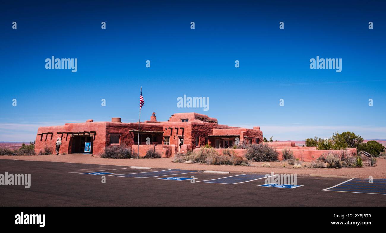 Petrified Forest, Arizona, USA - 19. März 2017: Painted Desert Inn National Historic Landmark im Petrified Forest National Park feiert 100 Jahre Stockfoto
