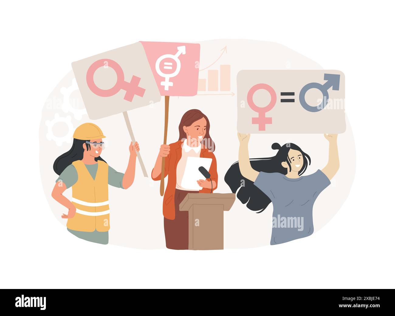 Beteiligung von Frauen isolierte Konzeptvektorillustration. Stock Vektor