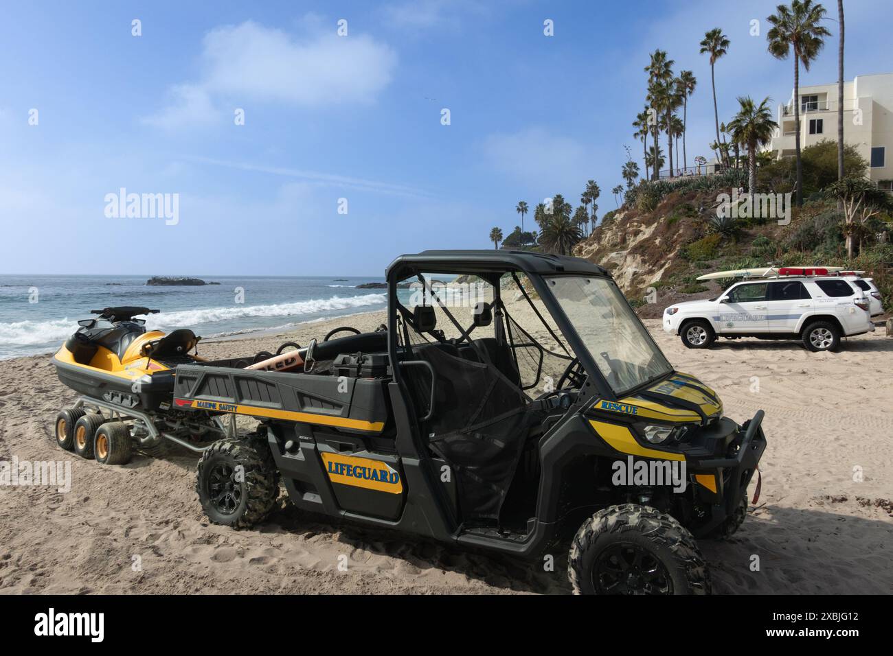Rettungsschwimmer auf Laguna Beach, Südkalifornien USA Stockfoto