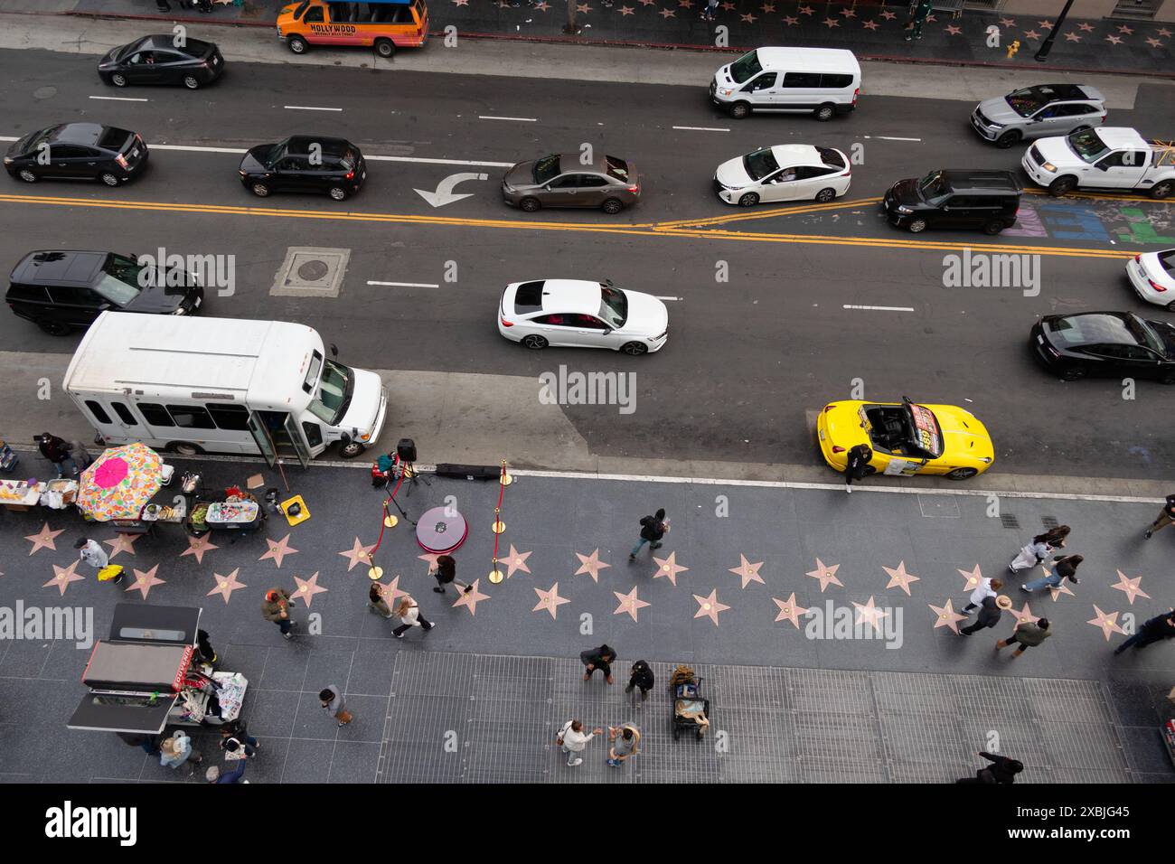 Messingstars auf dem Hollywood Walk of Fame, Hollywood Boulevard Los Angeles, Kalifornien USA Stockfoto