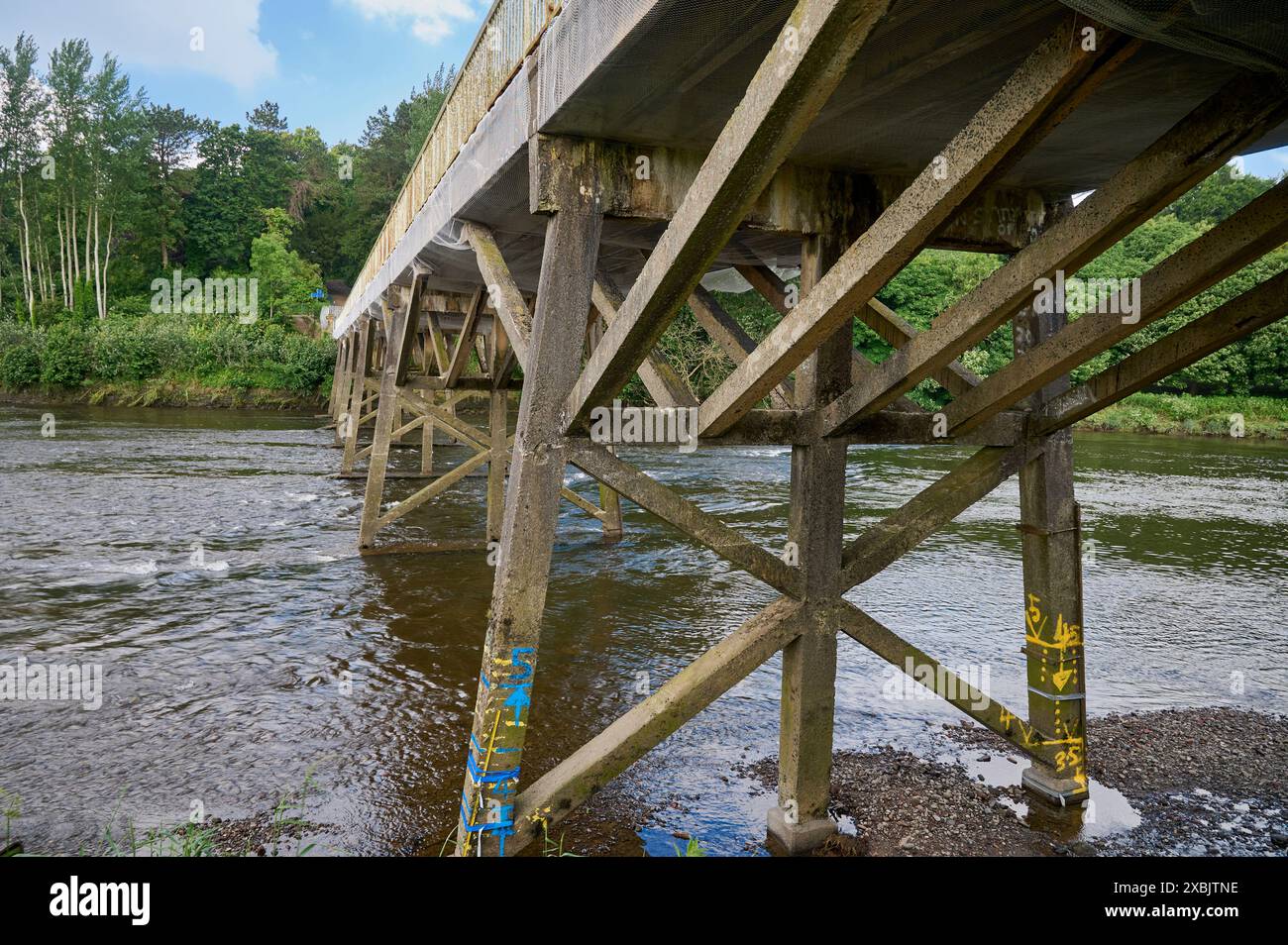 Die Old Tram Bridge über den River Ribble in Preston steht für den Abriss bereit Stockfoto