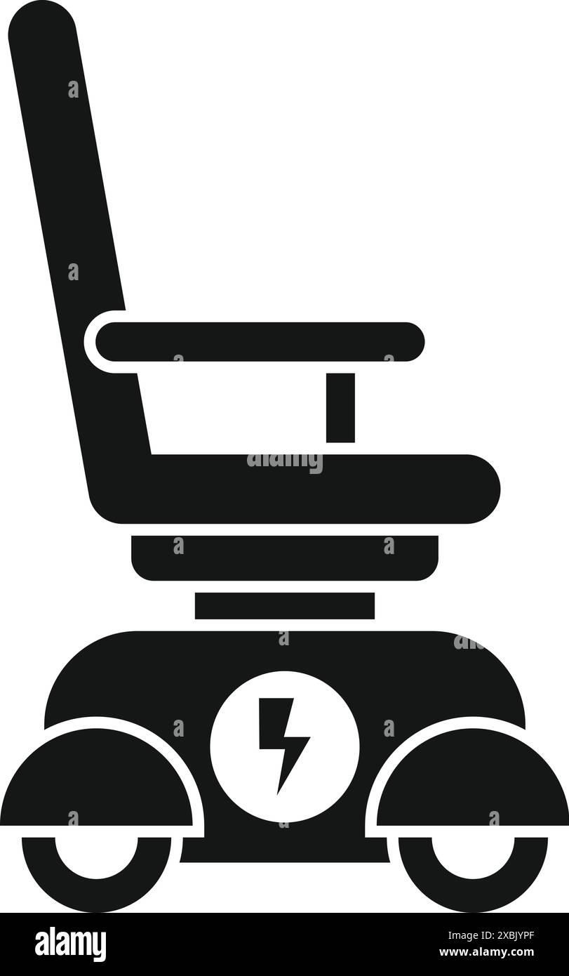 Schwarze Silhouette eines modernen elektrischen Rollstuhls, die seine Rolle bei der Verbesserung der Mobilität und Unabhängigkeit von Menschen mit Behinderungen unterstreicht Stock Vektor