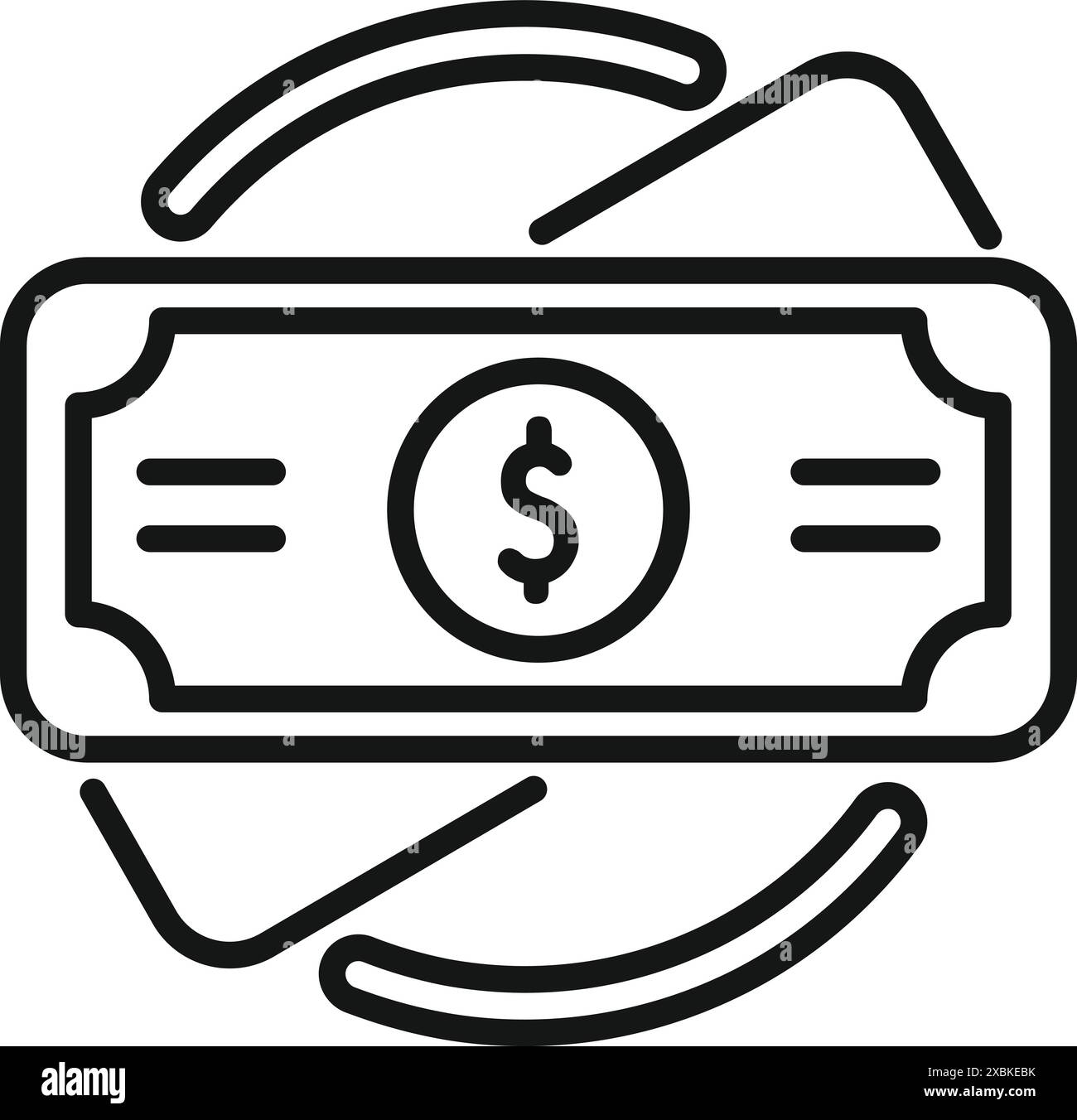 Linienart einer sich drehenden Dollar-Banknote, die das Konzept des Cashflows zeigt Stock Vektor