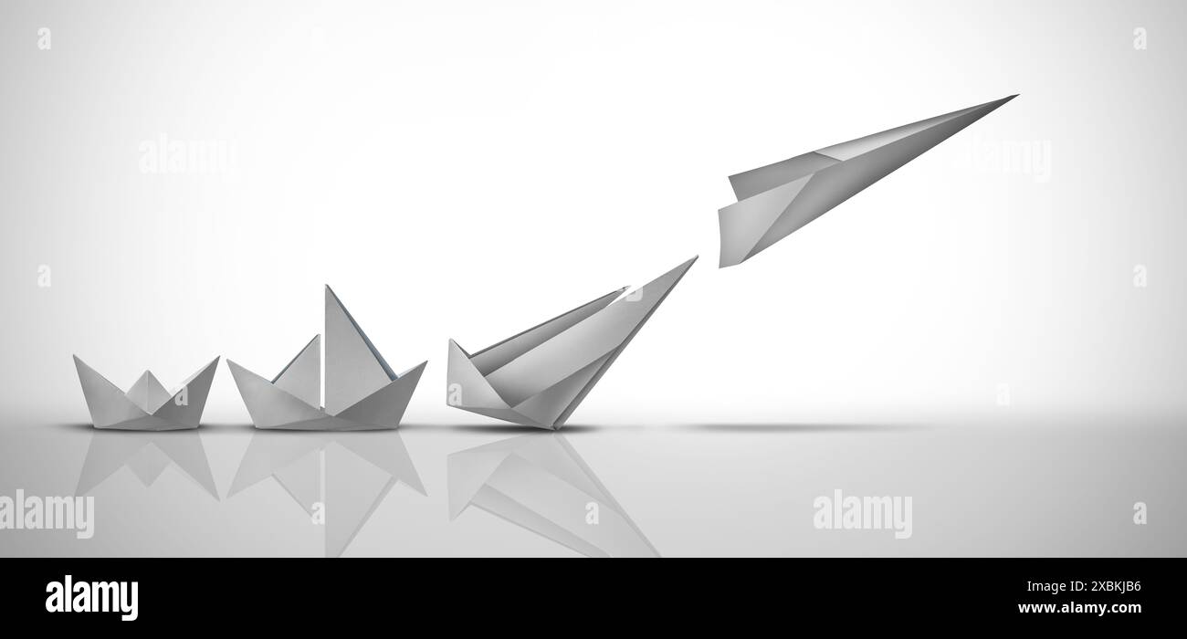 Innovation und bahnbrechender Fortschritt als Business Development-Konzept und Wachstumsstrategie oder Erfolg als Motivationsmetapher Stockfoto