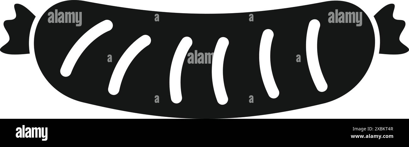 Einfache schwarze Glyphe, die eine Wurst darstellt, ideal für Designs in der Lebensmittelindustrie Stock Vektor