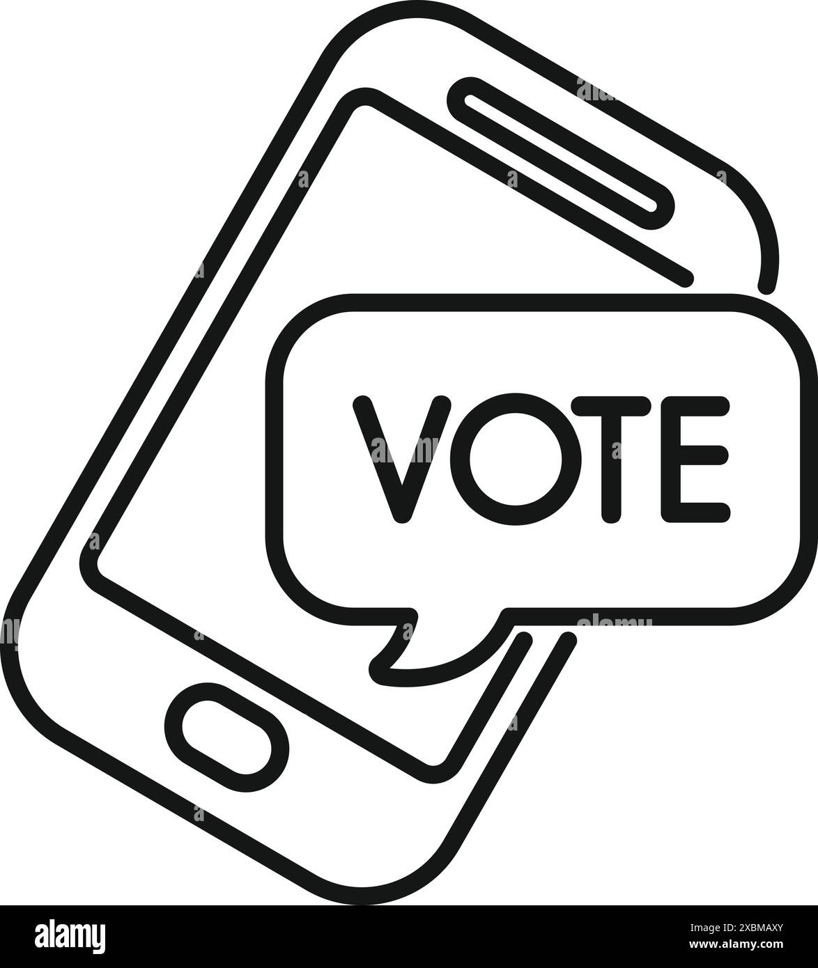 Das Smartphone zeigt eine Sprechblase mit dem Wort Vote, einem Konzept für Online-Voting Stock Vektor