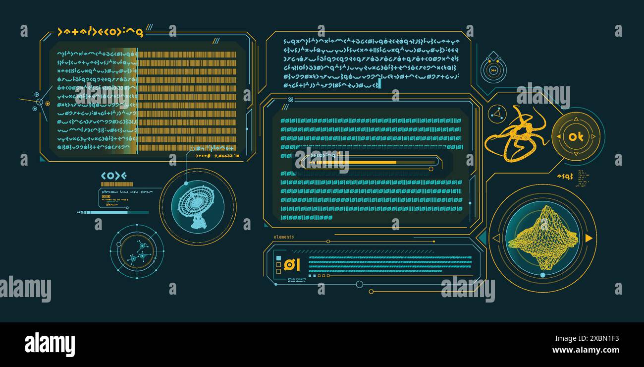 SCI-fi-Schnittstelle des Datendekodierungsprogramms. Stock Vektor