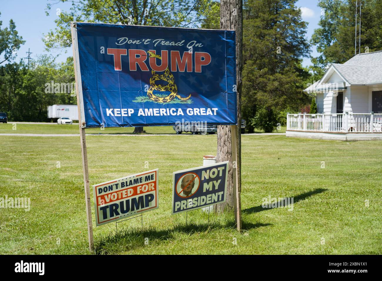 Yard unterschreibt Donald Trump in Flushing Michigan USA Stockfoto