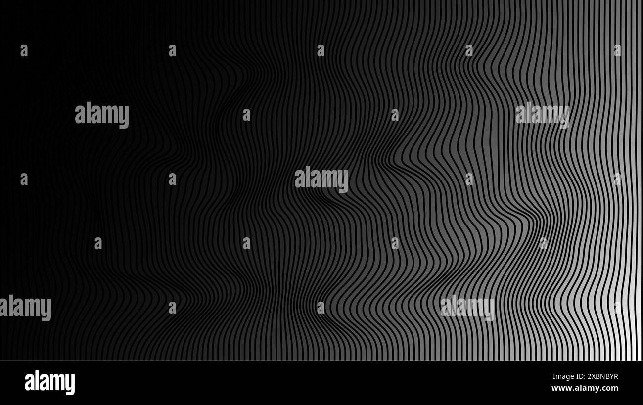 3D-Vektor-Wellenlinien Muster glatte Kurve fließend dynamisches blaues grünes Verlaufslicht isoliert auf schwarzem Hintergrund für Konzepttechnologie Stock Vektor