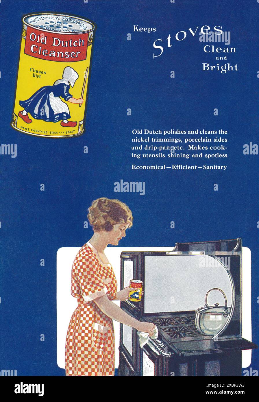 1921 US-Werbung für Old Dutch Cleanser. Stockfoto