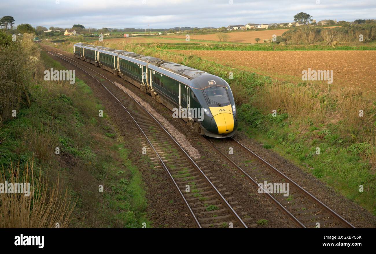 Intercity Express Penzance nach Plymouth durch Gwinear in Cornwall Stockfoto