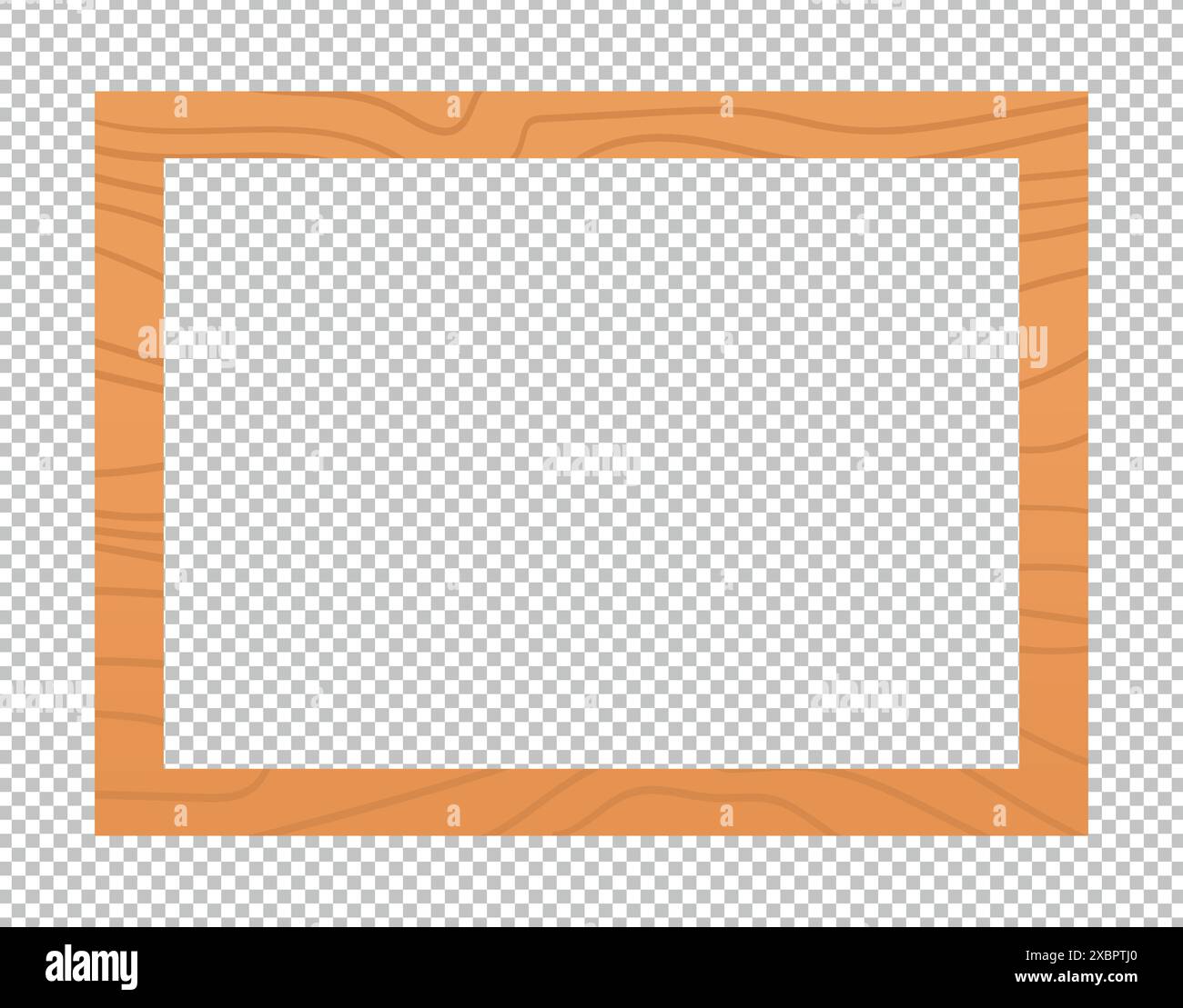 Leerer Holzrahmen isoliert auf transparentem Hintergrund. Holznachahmung im Cartoon-Stil. Handgezeichnete Vektorgrafik Stock Vektor