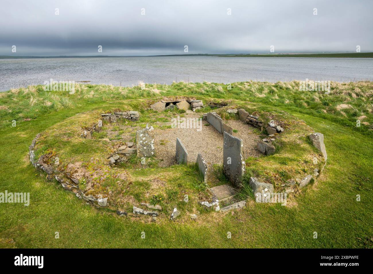 Barnhouse neolithische Siedlung, in der Nähe der Standing Stones of Stenness, Orkney Islands, Schottland Stockfoto
