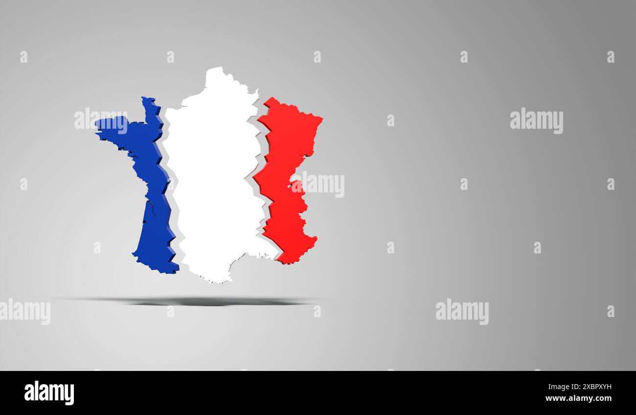 Frankreich zerbrochen durch Politik - 3D-Illustration Stockfoto