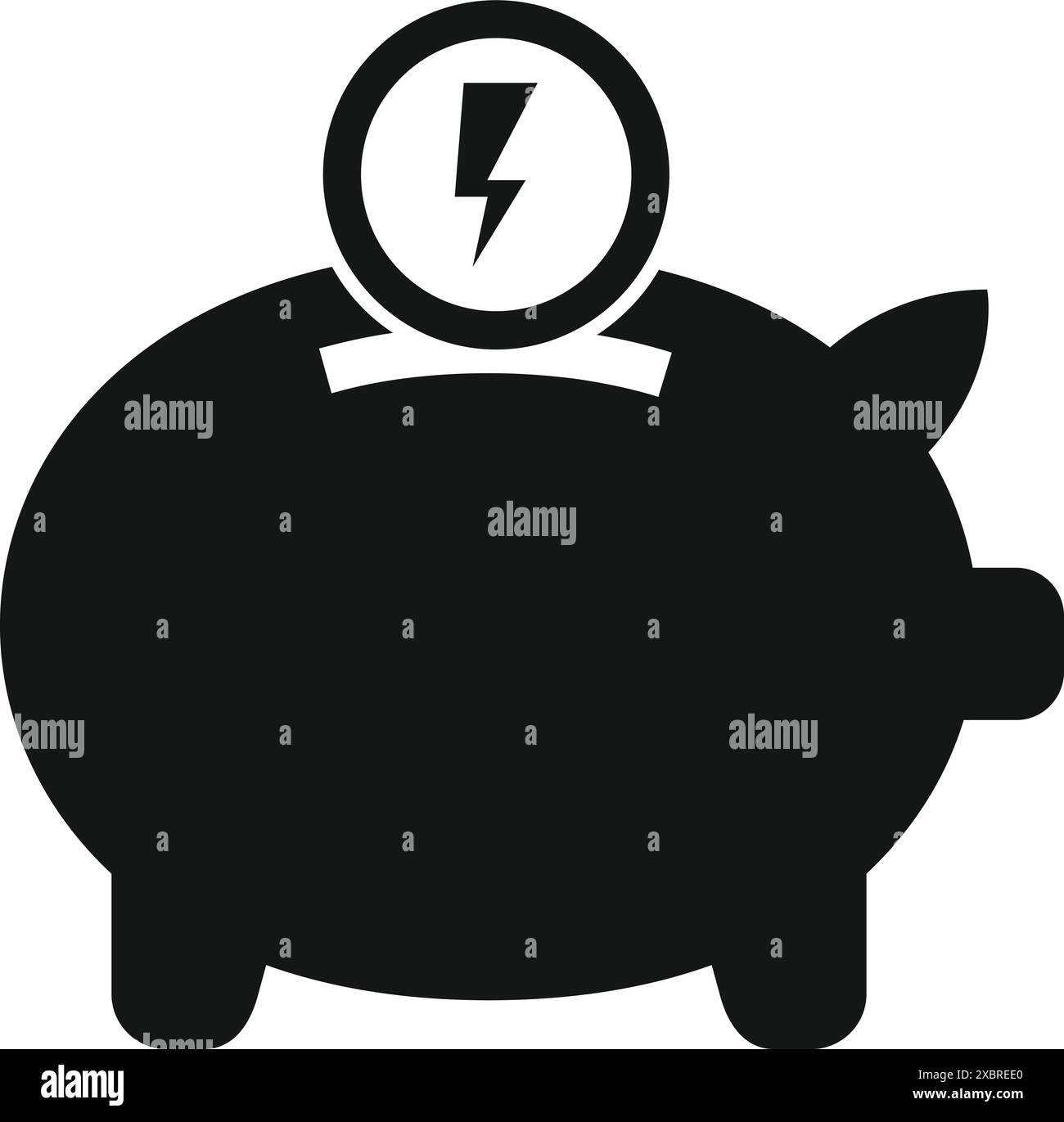 Schwarze Silhouette einer Schweinebank mit einem Blitz in einem Kreis oben Stock Vektor