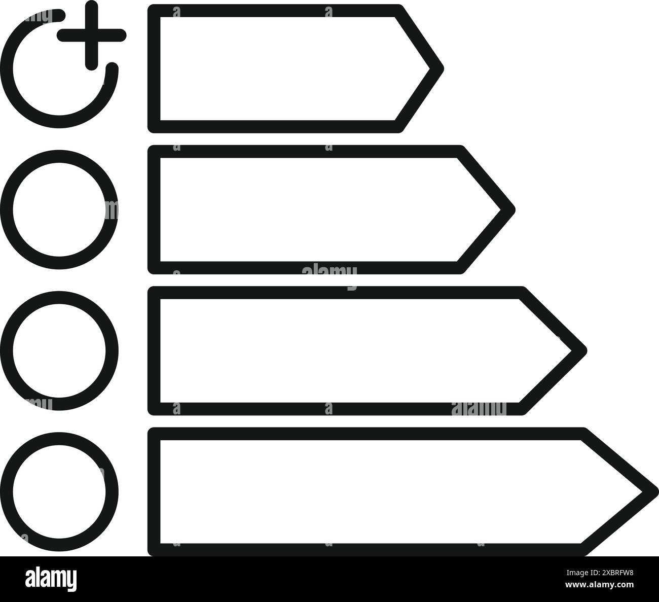 Aufgabe wird zur Liste mit dem Symbol für Pfeiltasten nach rechts im Umrissstil für Webdesign auf weißem Hintergrund hinzugefügt Stock Vektor