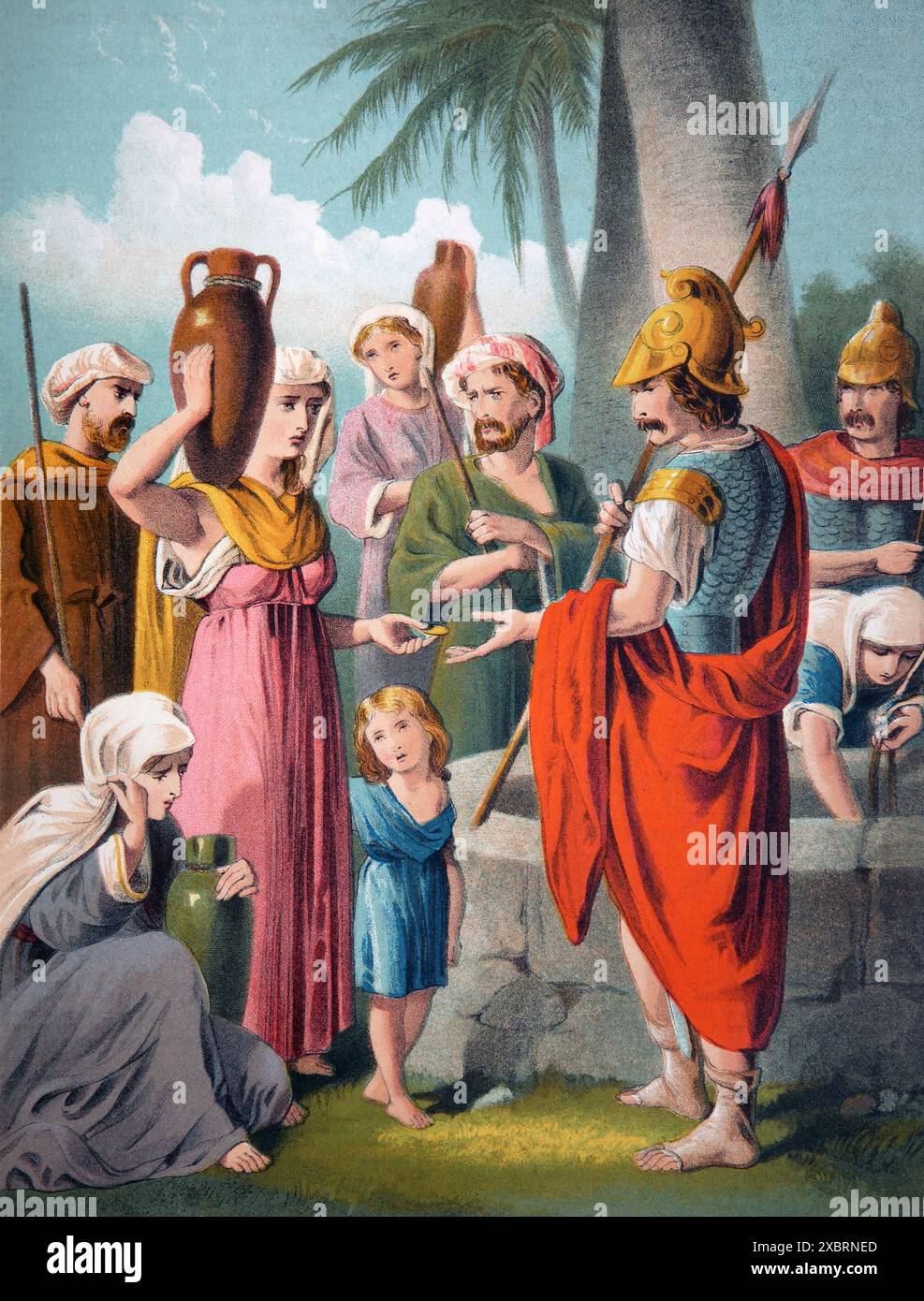 Menschen, die Wasser in Zeiten der Not kaufen, nach der Zerstörung Jerusalems durch die Babylonier unter Nebukadnezar (Klagelei) aus dem Antiken 19. Jahrhundert Stockfoto