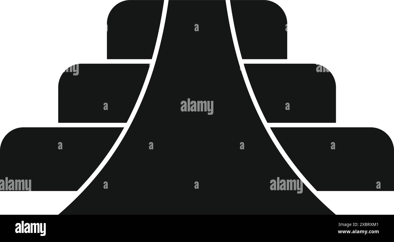 Schwarze Silhouette einer maya-Pyramide mit Treppe nach oben Stock Vektor