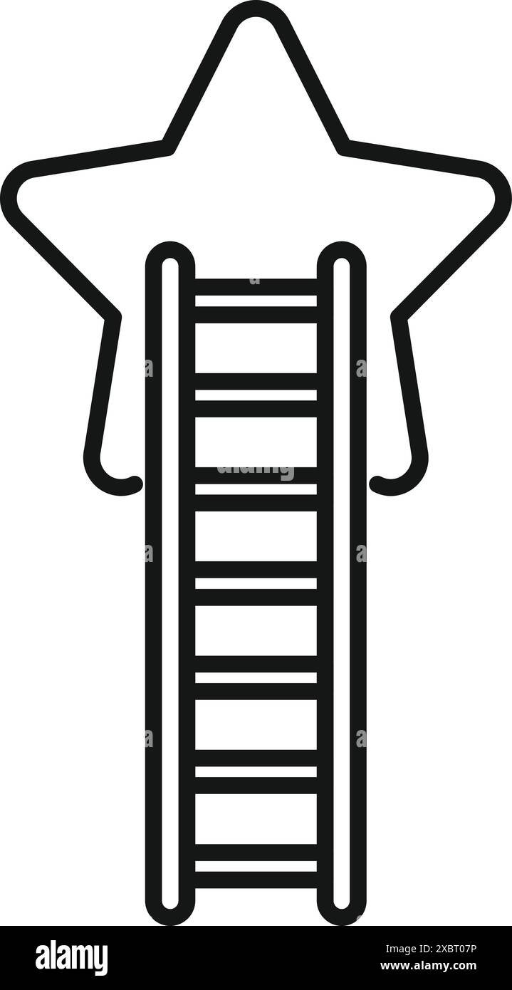 Leiter führt zu einem großen Star, der das Konzept des Erfolgs repräsentiert Stock Vektor