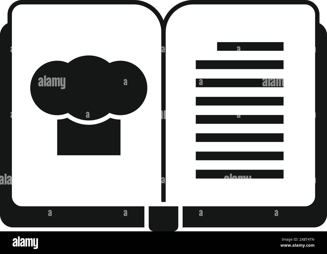 Offenes Kochbuch mit Kochhut-Symbol mit Kochanweisungen für kulinarische Kunst Stock Vektor