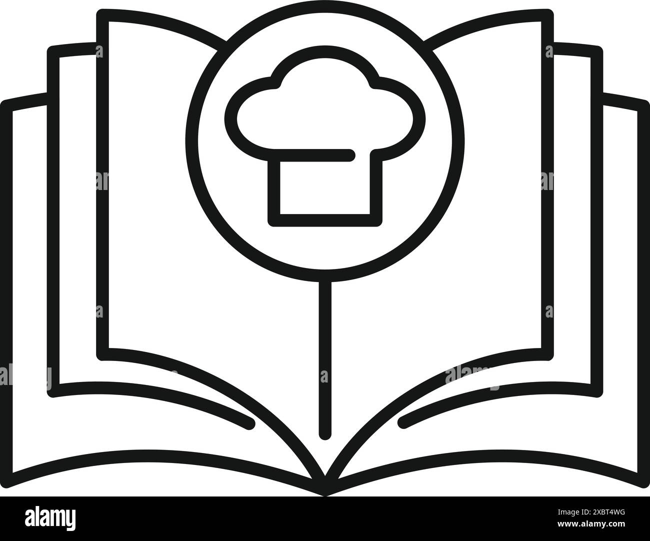 Offenes Kochbuch-Symbol, das ein Kochrezeptbuch oder eine kulinarische Schulausbildung darstellt Stock Vektor