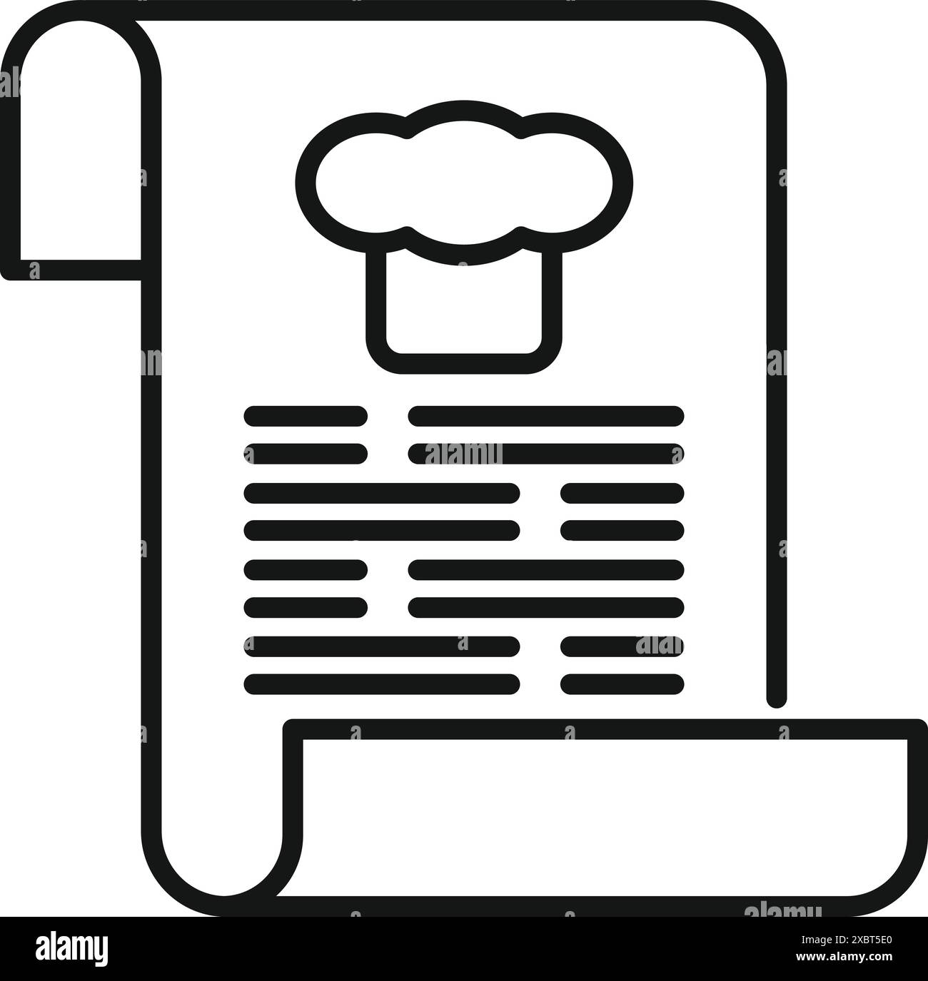 Schlichtes schwarz-weißes Symbol eines Restaurantmenüs mit Logo des Chefkochs, das auf köstliche Gerichte hinweist Stock Vektor