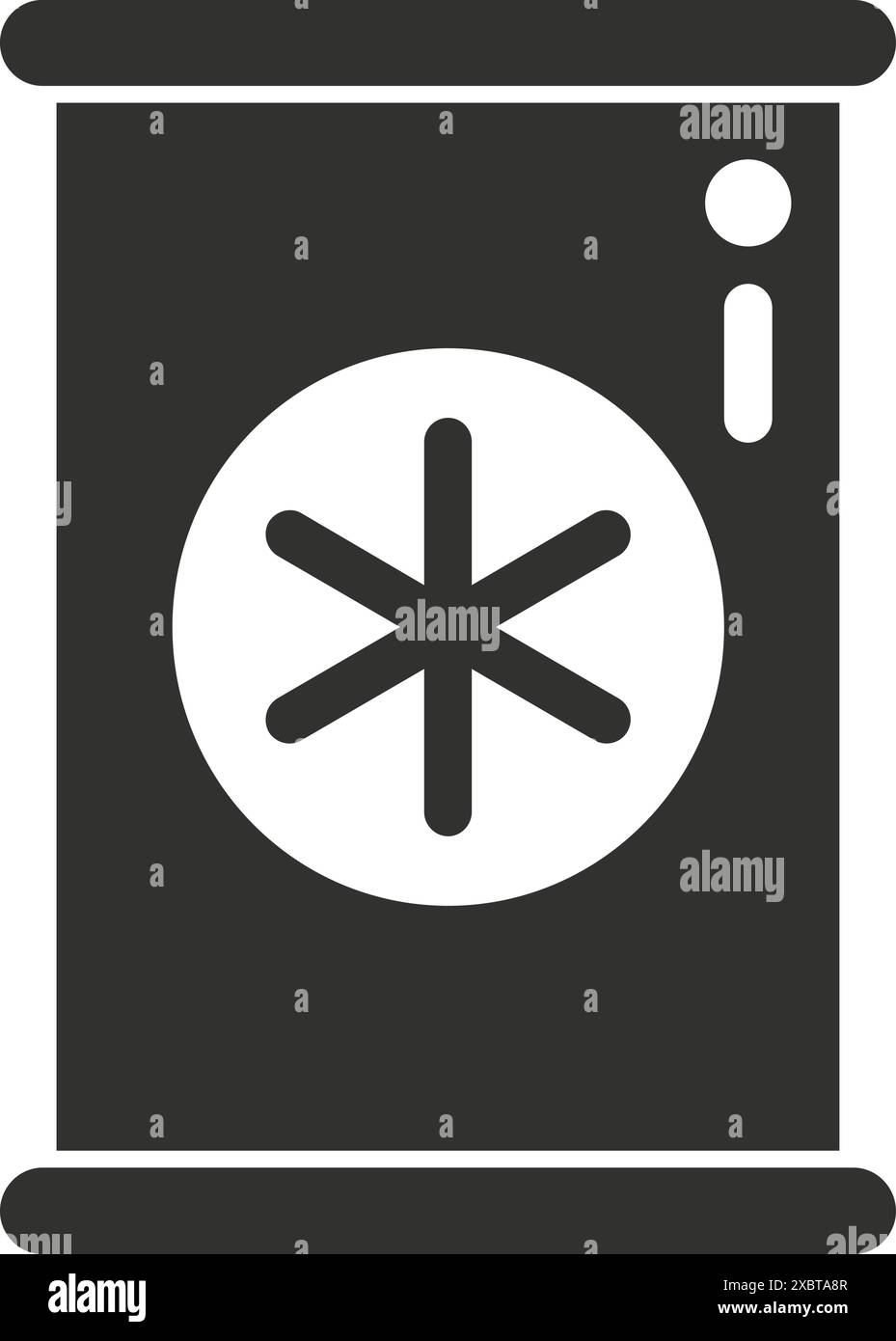 Einzelnes schwarz-weißes Symbol eines Metallfasses mit einem Sternsymbol für Lagerung und Handhabung Stock Vektor