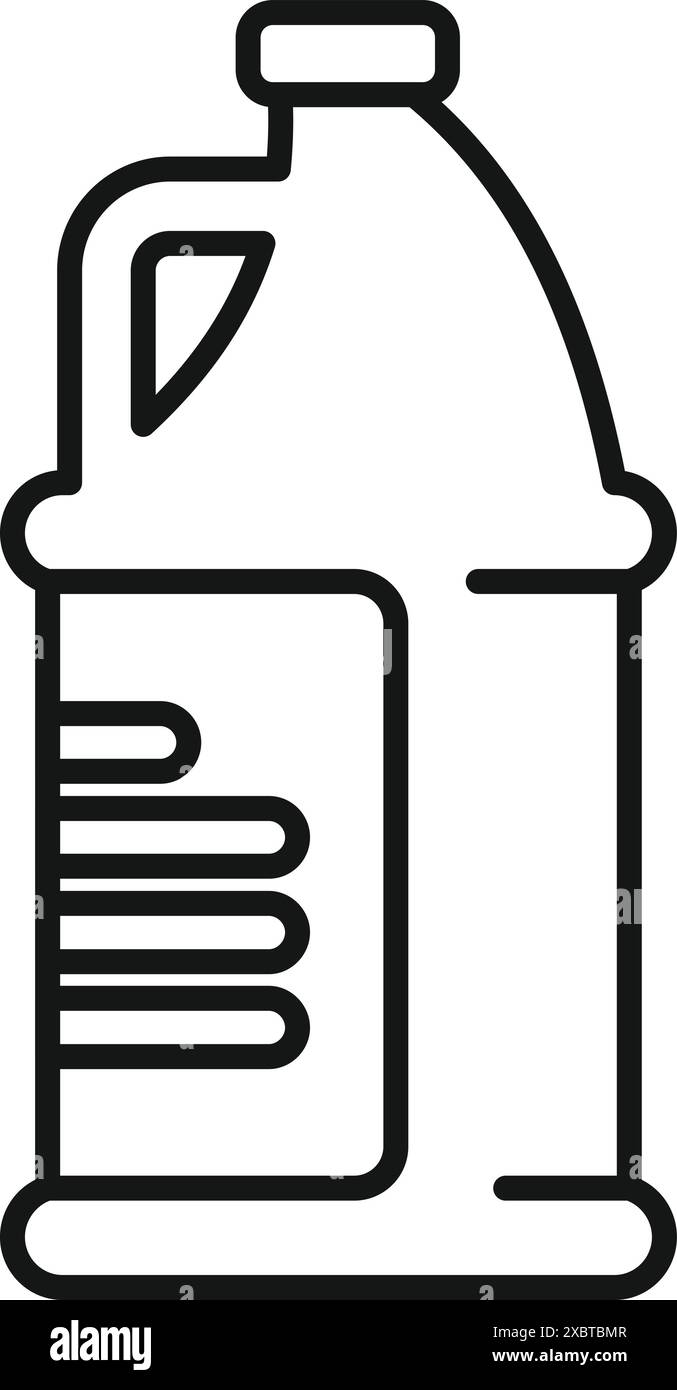 Einfaches Symbol einer großen Kunststoffflasche mit Griff, der flüssige Produkte enthält, isoliert auf weißem Hintergrund Stock Vektor