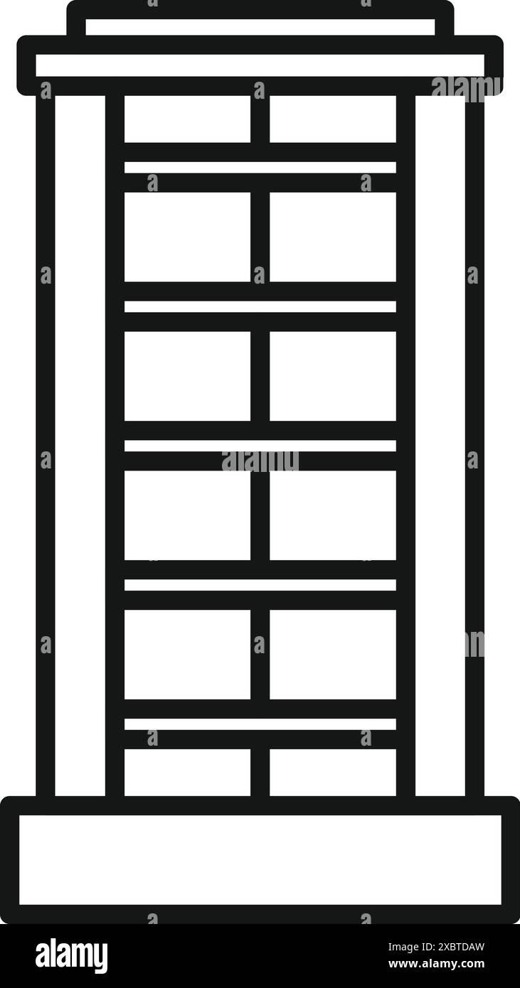 Einfache Linienzeichnung einer modernen Gebäudefassade mit Fenstern, perfekt für architektonische Entwürfe und städtebauliche Konzepte Stock Vektor