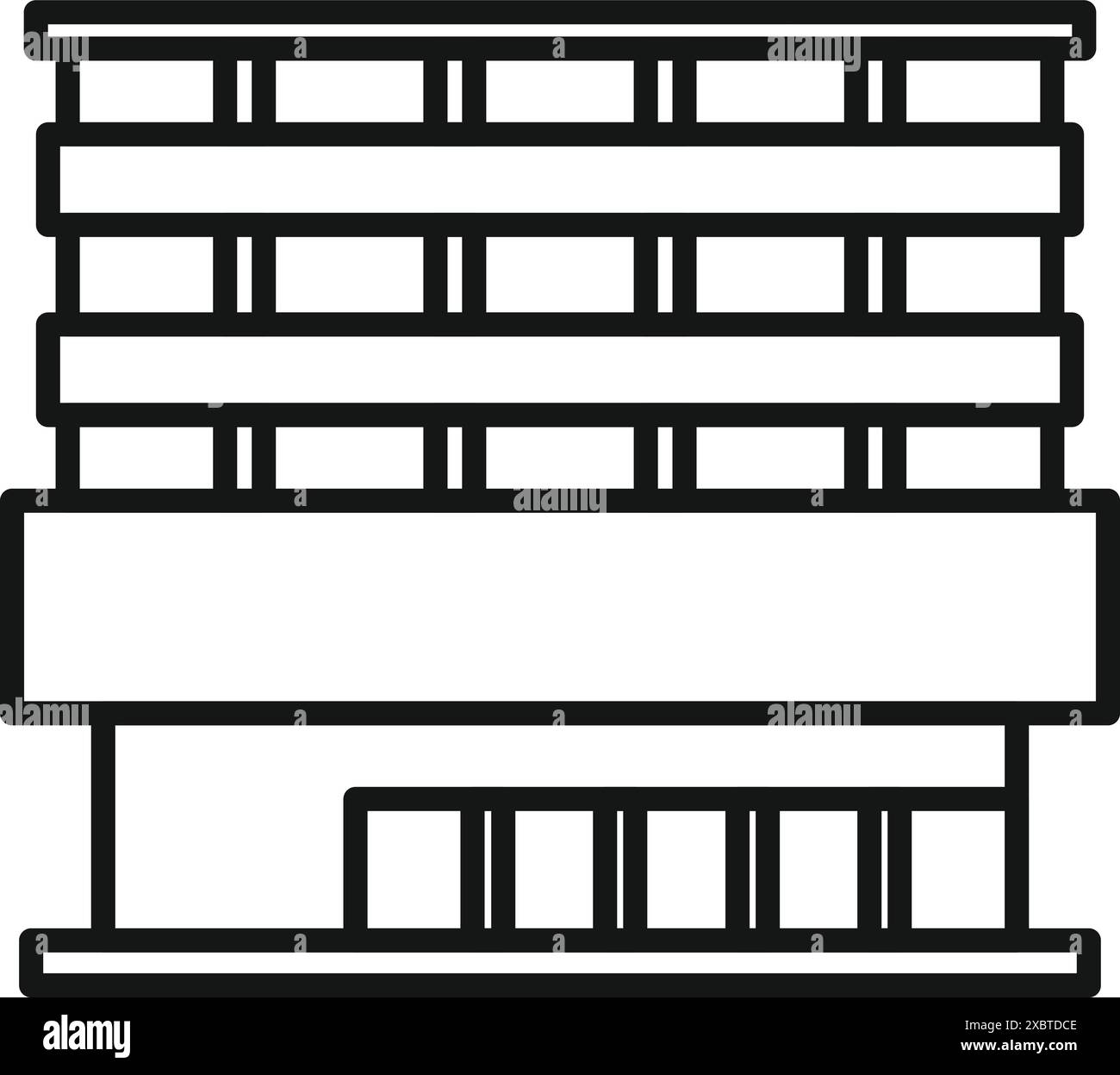 Moderne Gebäudefassade mit großen Fenstern und Balkonen, die zeitgenössische Architektur zeigt Stock Vektor