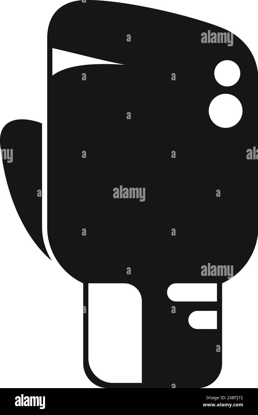 Schwarze Silhouette eines Boxhandschuhs, unverzichtbare Ausrüstung für Schutz und Aufprallschutz bei Kampfsportarten Stock Vektor