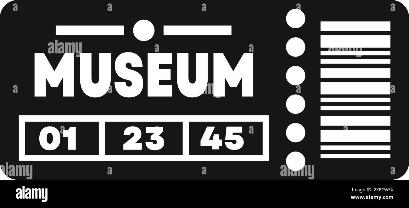 Schwarz-weiß-Symbol einer Museumsticket, die den Zugang zu Ausstellungen gewährt Stock Vektor