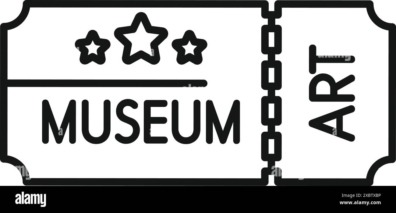 Einfache Eintrittskarte für den Zugang zu einem Kunstmuseum Stock Vektor