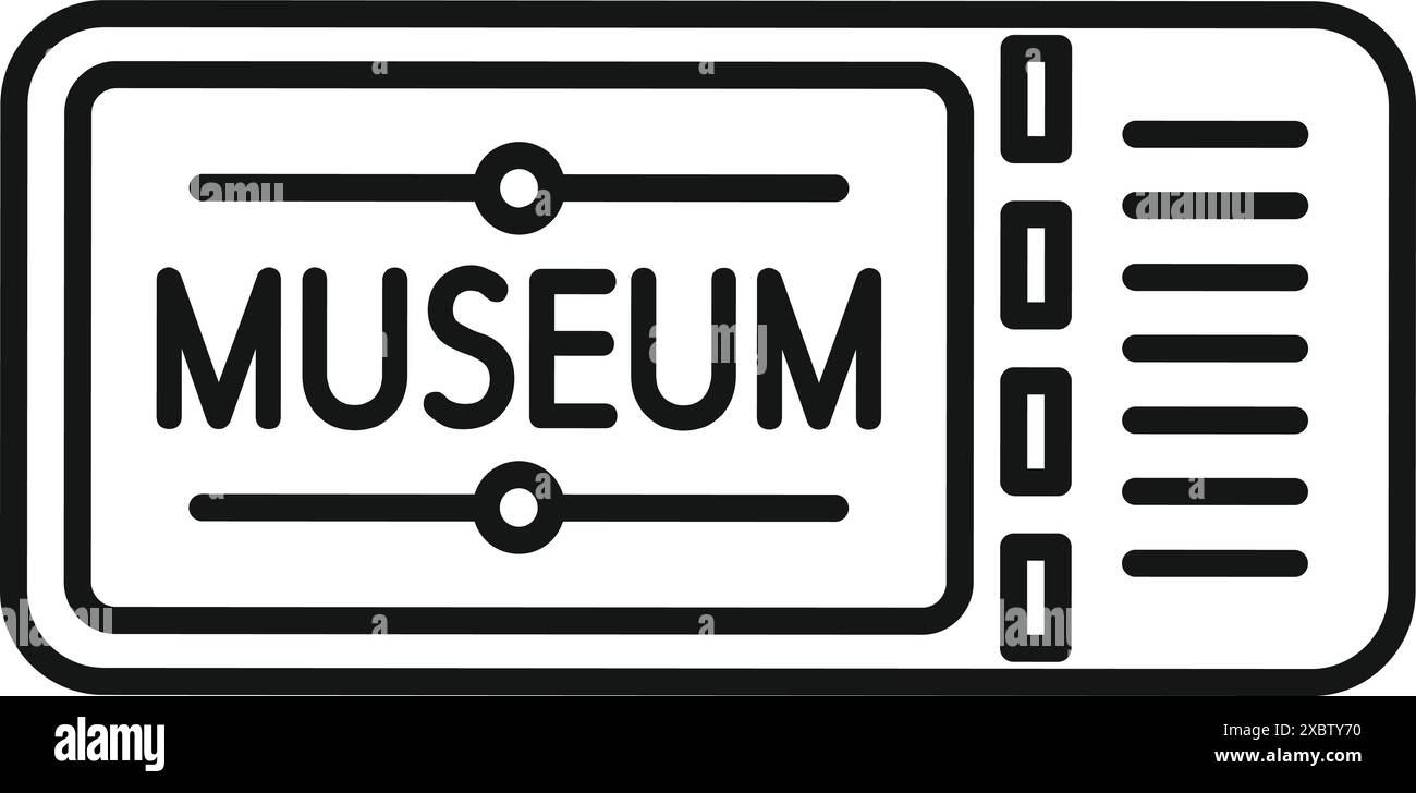 Einfaches Strichkunstsymbol mit einem Ticket für den Eintritt in ein Museum Stock Vektor