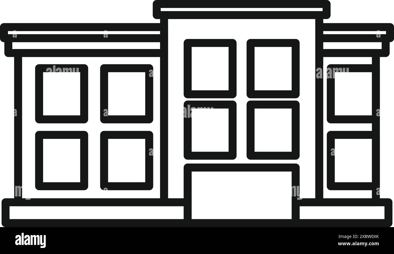 Moderne Gebäudefassade mit großen Fenstern repräsentiert das Konzept der urbanen Architektur Stock Vektor