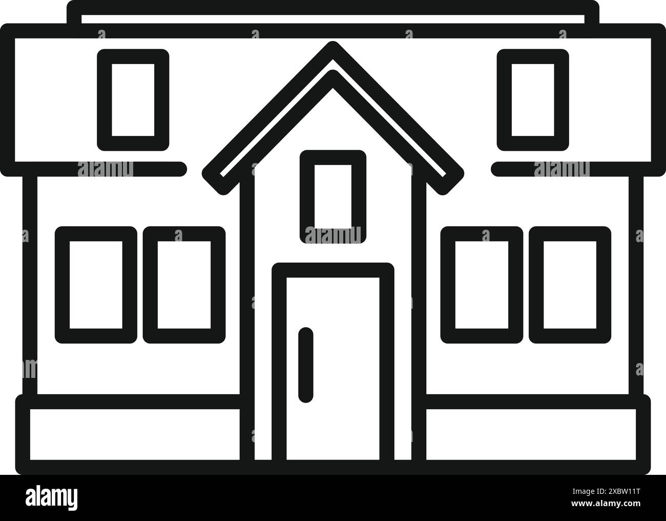 Einfache Linienzeichnung eines großen Hauses mit modernem Design und vielen großen Fenstern Stock Vektor