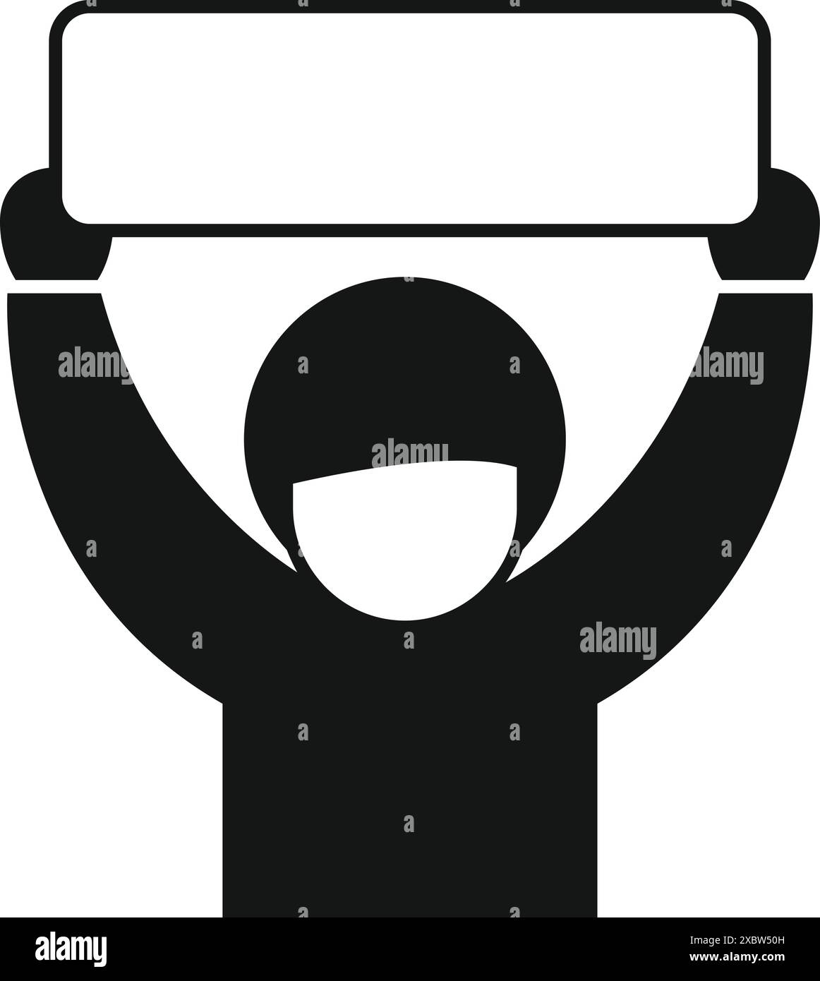 Die Person hält ein leeres Schild über dem Kopf Stock Vektor