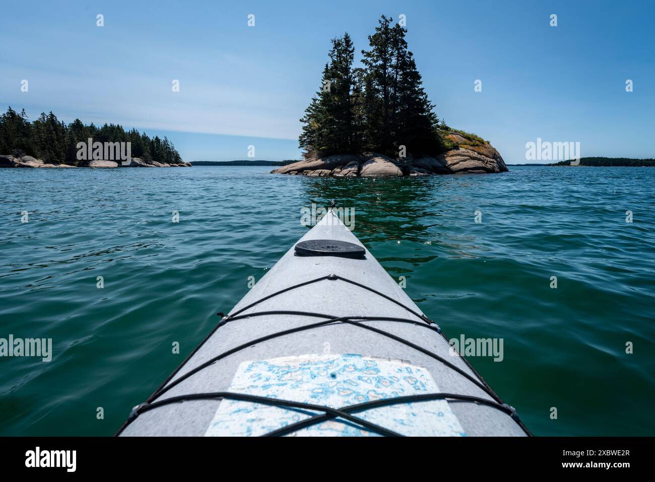 Kajakfahren in Maine Stockfoto