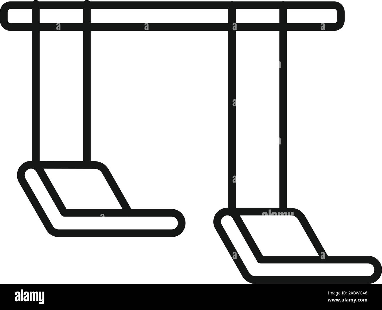 Einfache Zeichnung eines leeren Schaukel auf einem Spielplatz Stock Vektor