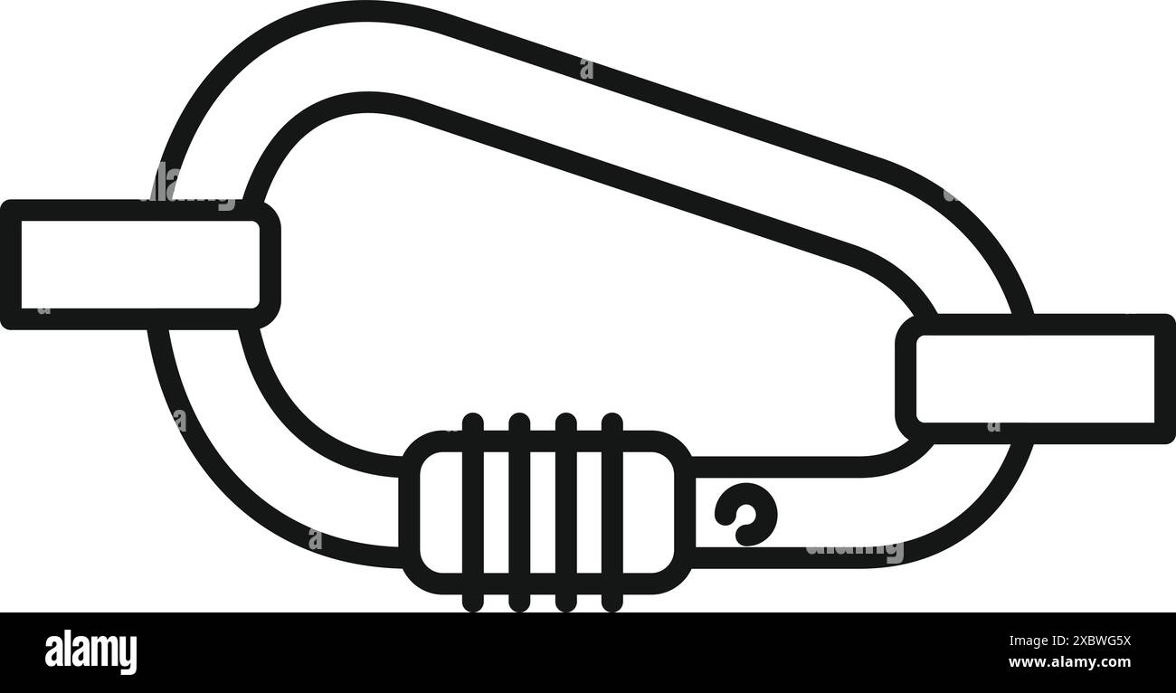 Karabiner ist ein spezieller Schäkel, eine Metallschlaufe mit einem federbelasteten Tor, mit dem Komponenten schnell und reversibel verbunden werden können Stock Vektor