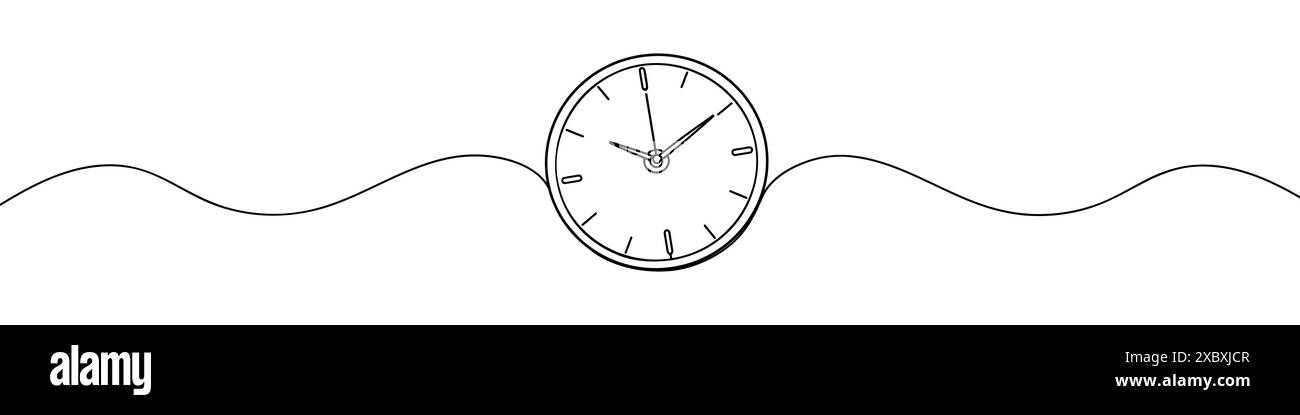 Symbol für eine durchgehende, einzeilige Zeichenuhr mit handgezeichnetem Doodle-Stil. Selbstzeichnung. Vektorillustration auf weißem Hintergrund Stock Vektor