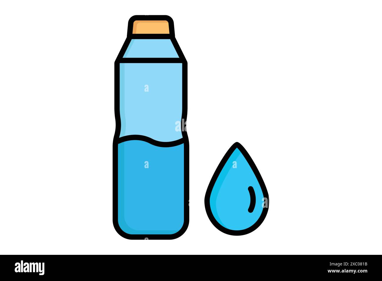 Symbol für Wasserflasche. Flasche mit Wassertropfen. Symbol für Hydratation. Symbolstil für farbige Umrisse. Vektorillustration für Hydratationselemente Stock Vektor