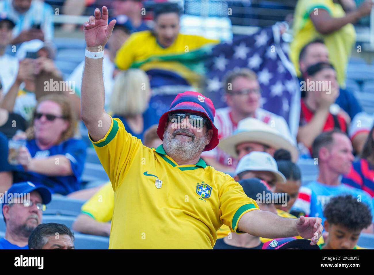 Orlando, Florida, 12. Juni 2024, Brasilien Fans im Camping World Stadium. (Foto: Marty Jean-Louis/Alamy Live News Stockfoto