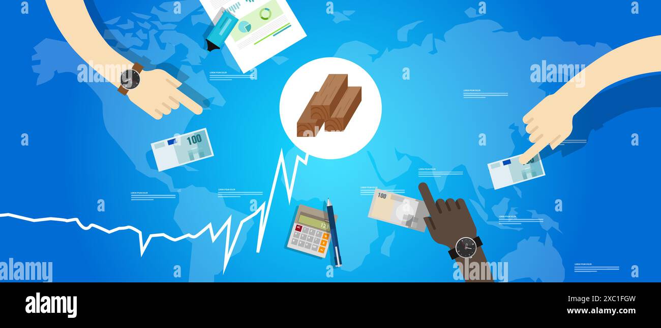 Holzholzpreis steigt an steigender starker Anstieg des internationalen Handelsmarktes für Holzholzrohstoffe Stock Vektor