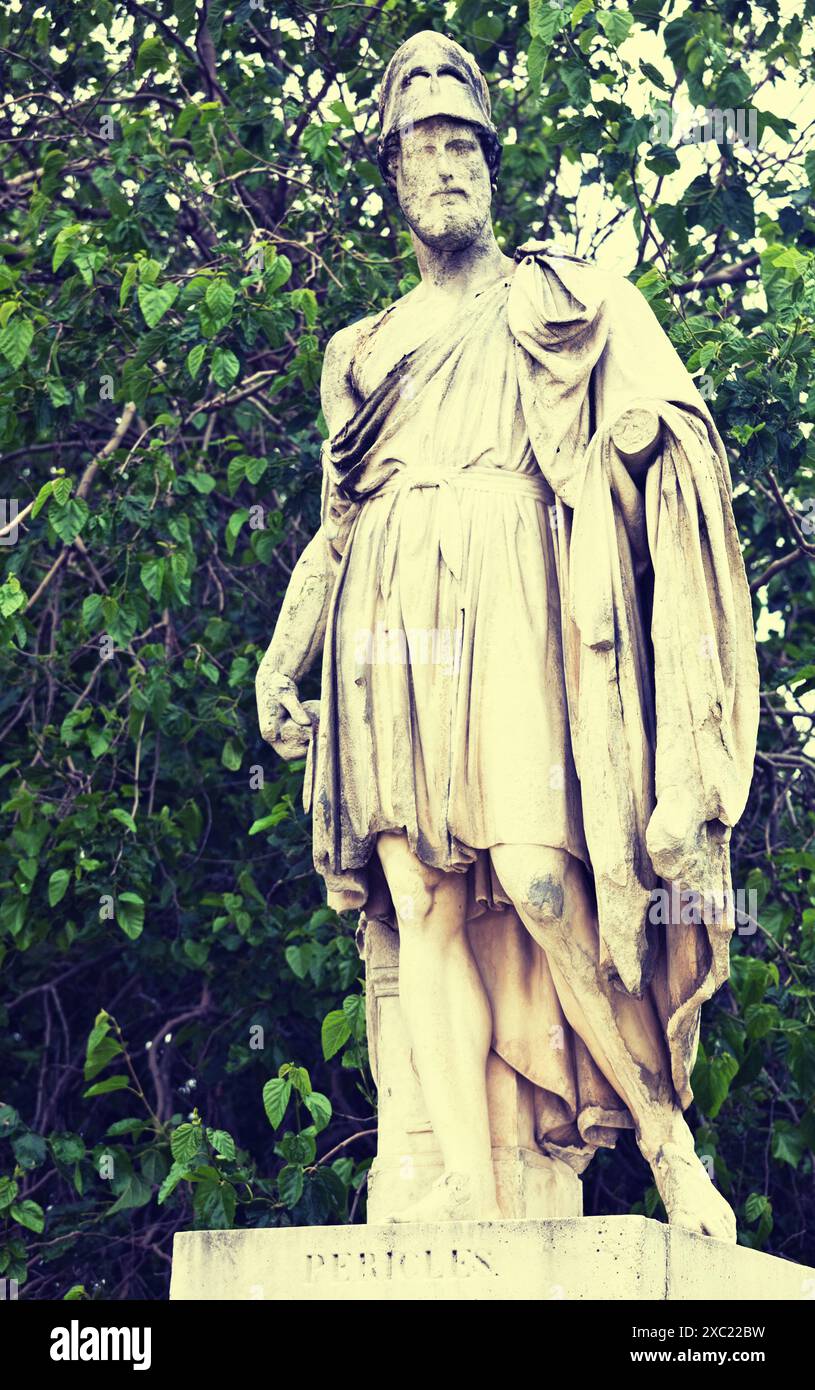 Marmorskulptur des griechischen Politikers und Generals Perikles von Jean Baptiste Debay 1833, Jardin des Tuileries, Paris, Frankreich Stockfoto