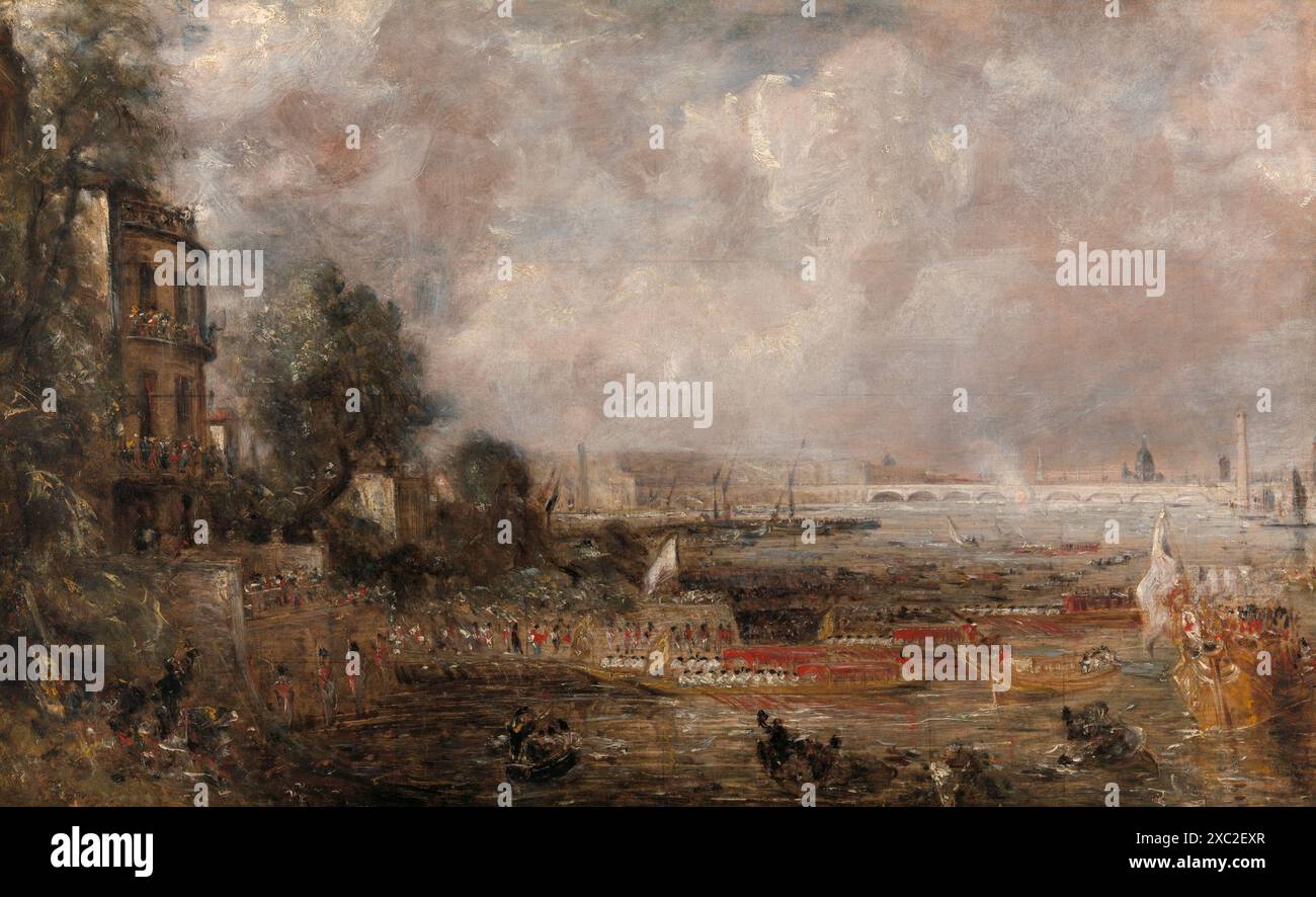 Halbgroße Skizze für die Eröffnung der Waterloo Bridge („Whitehall Treppen, 18. Juni 1817“). John Constable. 1829-1831. Stockfoto